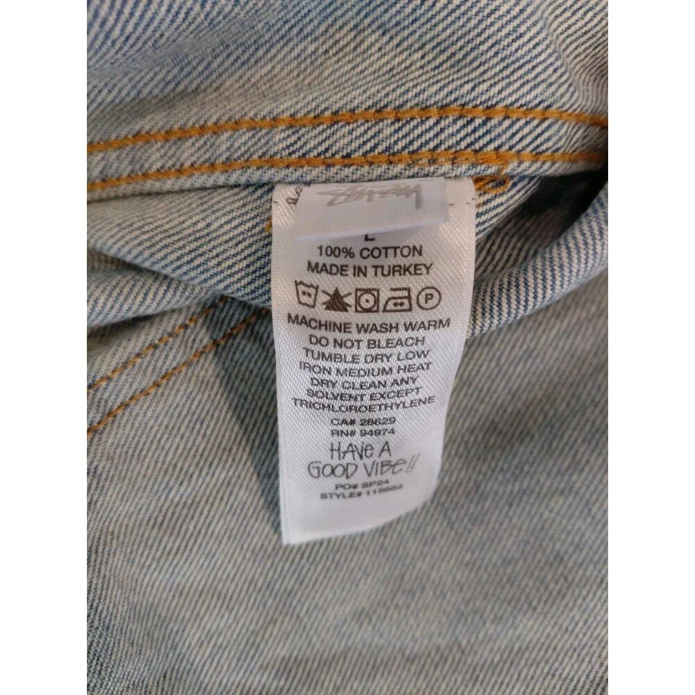 Stussy HO23 Zip Work Jacket Denim Blue Large